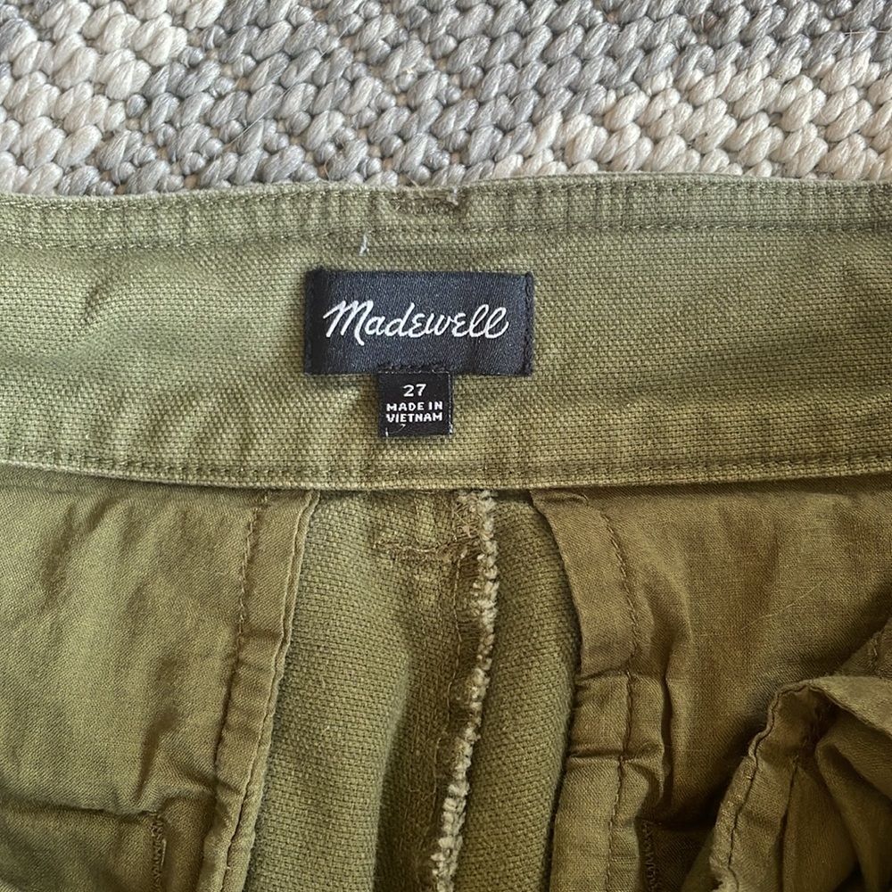 Madewell Langford pants chino jeans cropped size 27 military green wide leg - Picture 6 of 9